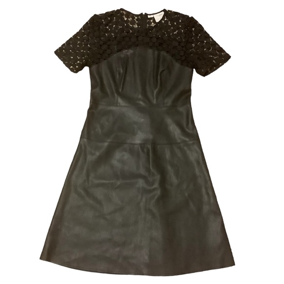 Vero Moda Dresses & Skirts - VERO MODA FAUX LEATHER SHORT SLEEVE MIDI BLACK DRESS/ Size 40